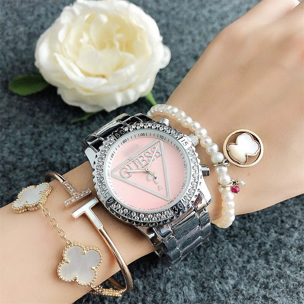 Women's Watch Light Luxury Minority Brand MK Student Watch Sport Inverted Triangle Brand Women's Watch Simple Rhinestone