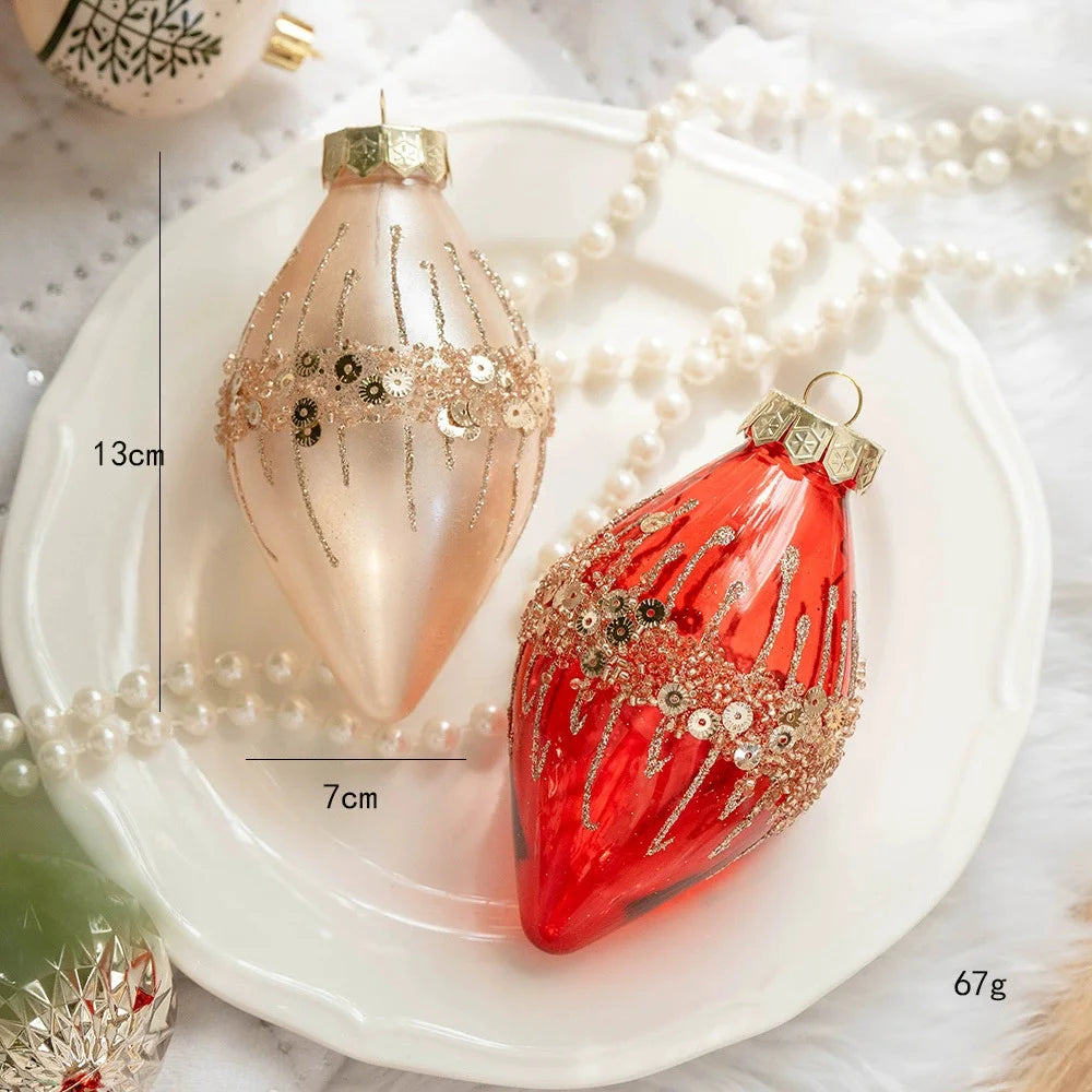 6/16/20pcs Romantic Christmas Painted Ball Set Reusable Elegant Heart Shaped Hanging Balls Shatterproof Christmas Tree Ornaments