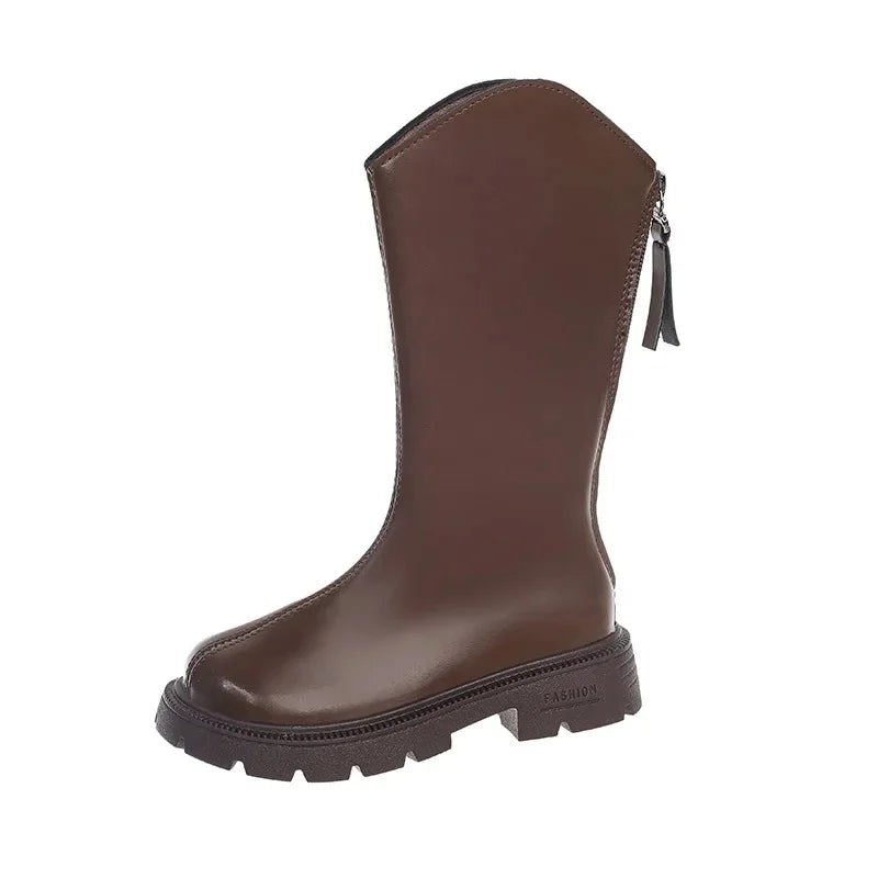 Girls' long tube boots 2025 Autumn/Winter New Korean Fashion Knight Boots Plush Princess Boots Warm Two Cotton High tube Boots