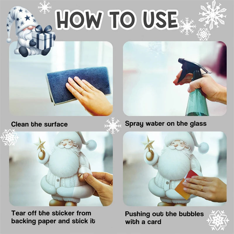 Christmas Snowman Snowflake Stickers Glass Window Decoration Stickers New Year Decoration 2025 Electrostatic Christmas Sticker