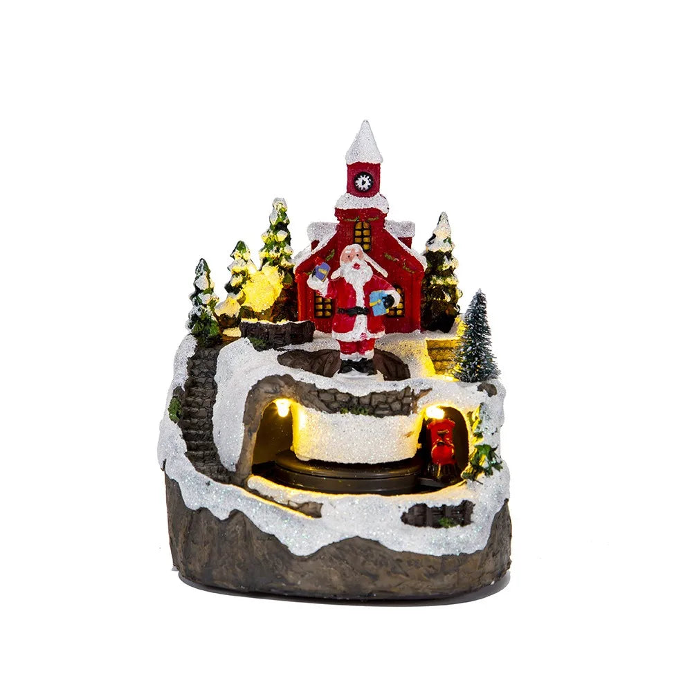 Resin Christmas Luminous Music Box Vivid Exquisite Snow House Music Box Easy to Use Christmas Luminous House Home Decor