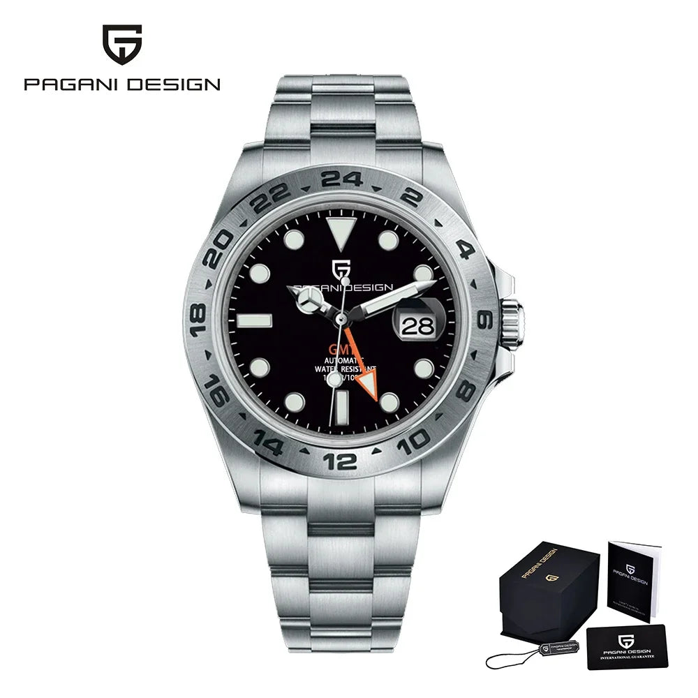 PAGANI DESIGN 2024 New V2 GMT Automatic Men's Auto Mechanical Watch Stainless Steel 10bar Waterproof Reloj Hombre