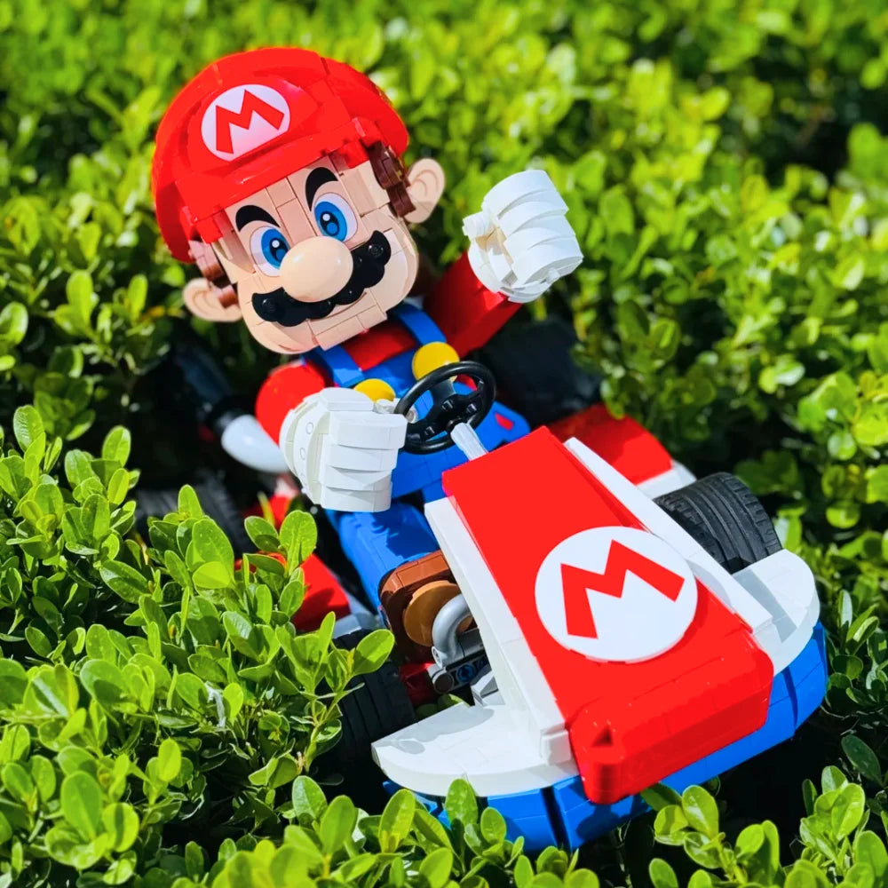 MINISO Plumber Building Blocks Standard Model Fit 72037 Kart Classic Game Racing Car Assembly Bricks Toys Christmas Gift