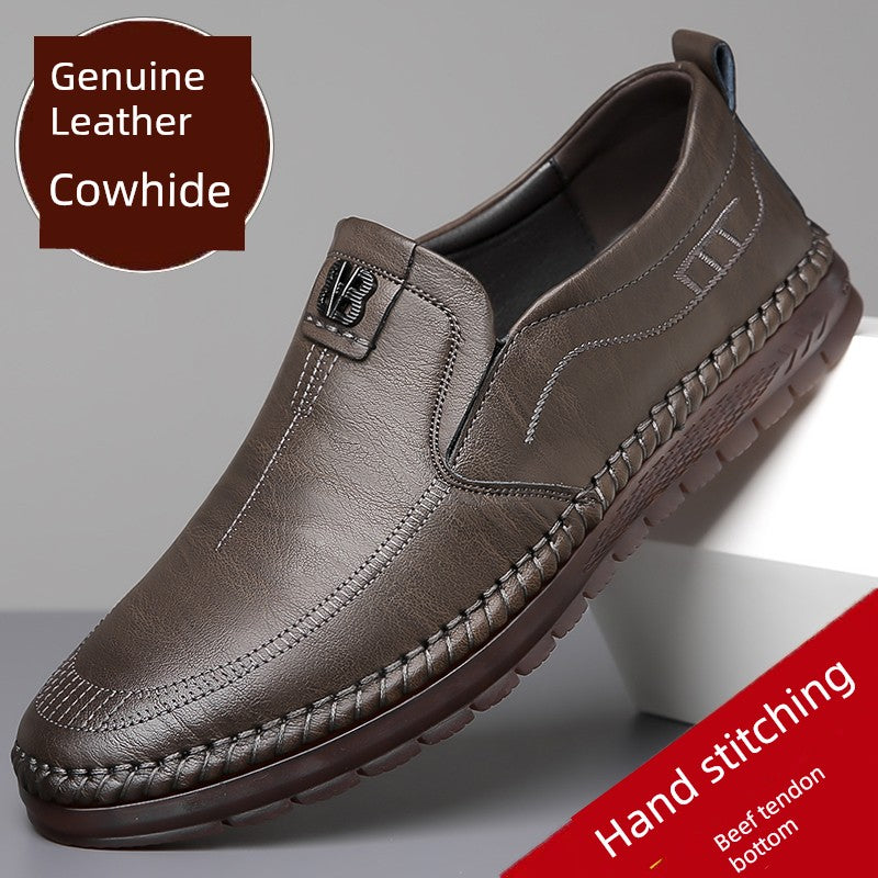 Men's Leather Shoes 2025 New Arrival Business Casual Shoes Genuine Leather Spring and Autumn Men's Shoes Soft Cowhide Gum-Rubber Outsole Middle-Aged Father Shoes