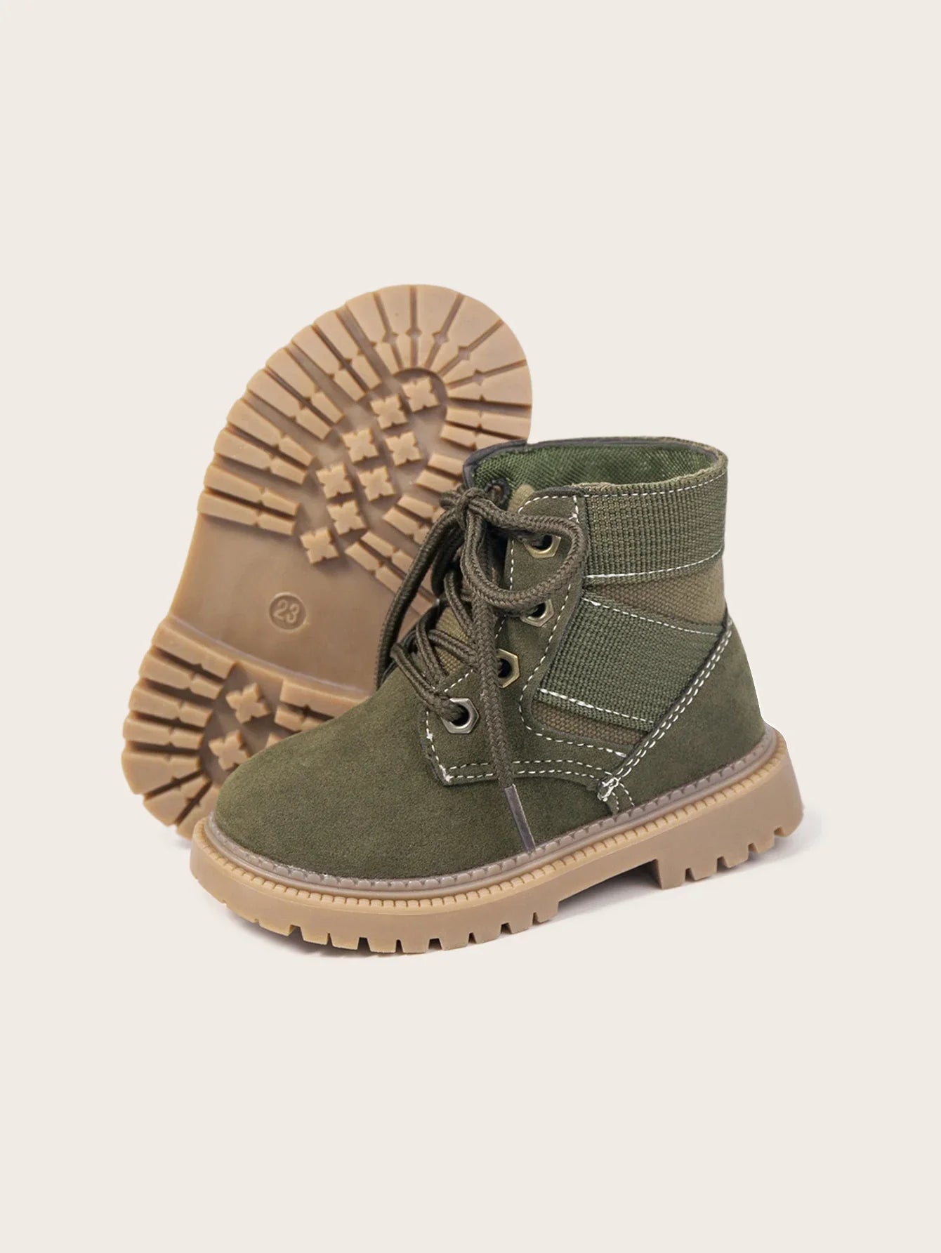 Four Seasons Children's Casual Booties Kids Fashion Design High-top Solid Color Lace-up Martin Boots Rubber Soft Anti-slip Sole