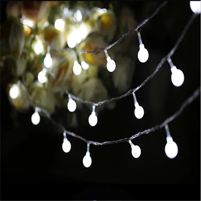 3M 6M 10M 12M Fairy Garland LED Ball String Lights Waterproof for Christmas Tree Wedding Home Indoor Decoration Battery Powered
