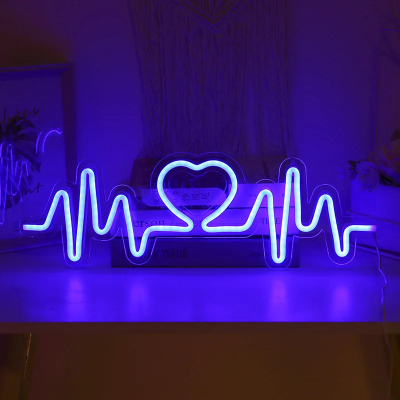 Heartbeat Neon Sign Light LED Love Logo Lamp wedding Lighing Backplane Confession Christmas Decor Background Wall USB Powered