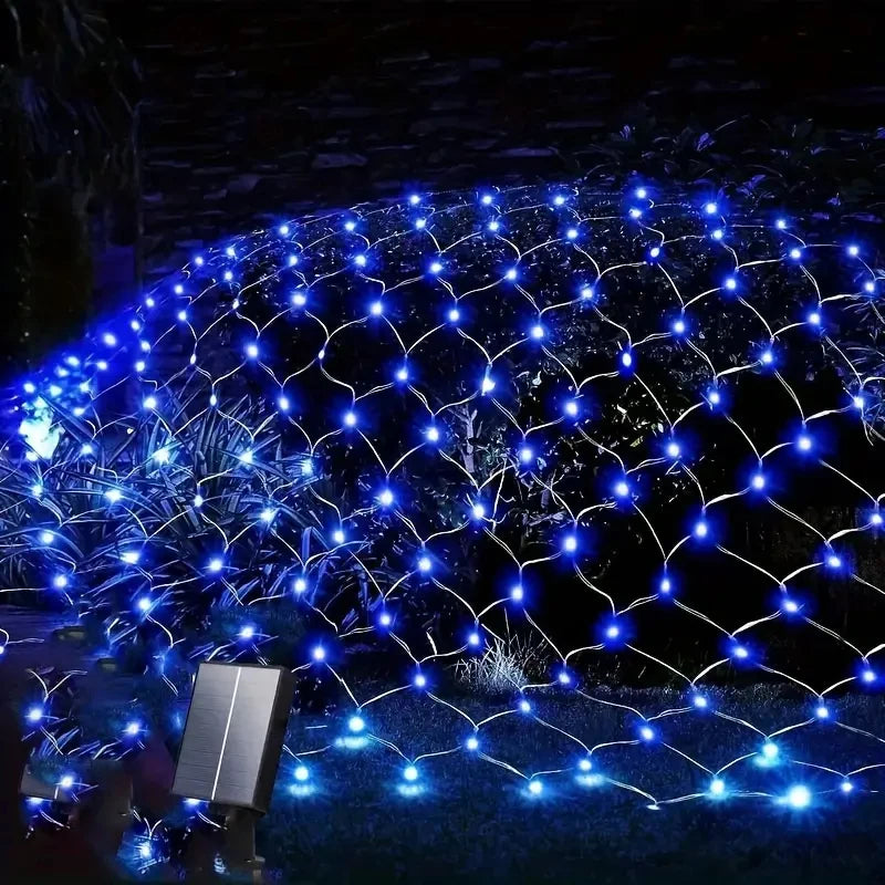 100/200LED Solar Powered LED Fairy Net Light Waterproof Fishing Mesh Lamp With 8 Lighting Modes for Outdoor Lawn Christmas Light