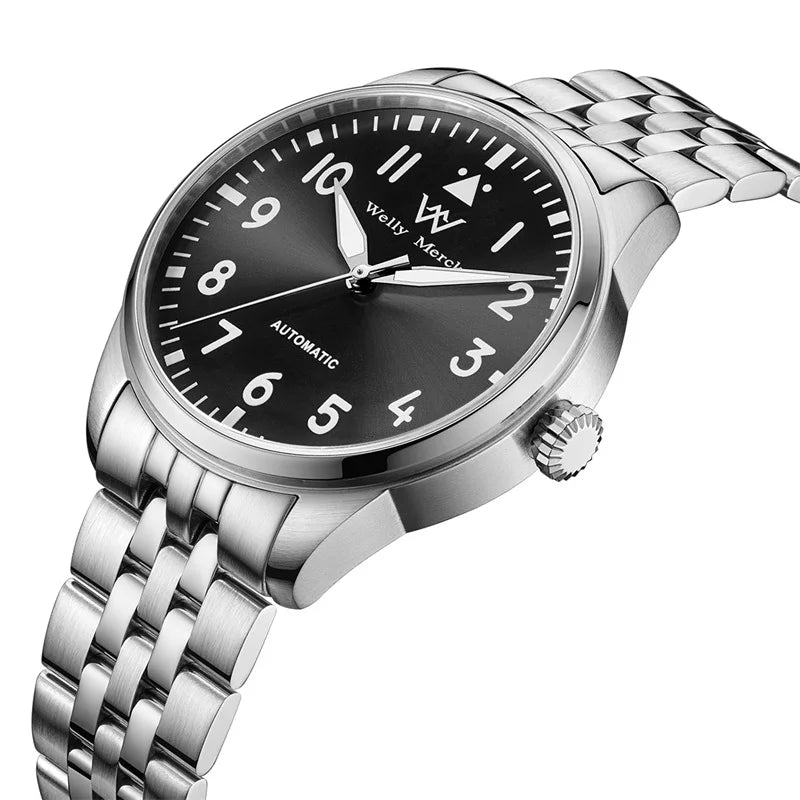 WM Watch Pilot Watch Automatic Mechanical Watches 200M Water Resistant Men Sapphire Casual Business Watch Welly Merck 165M-WM