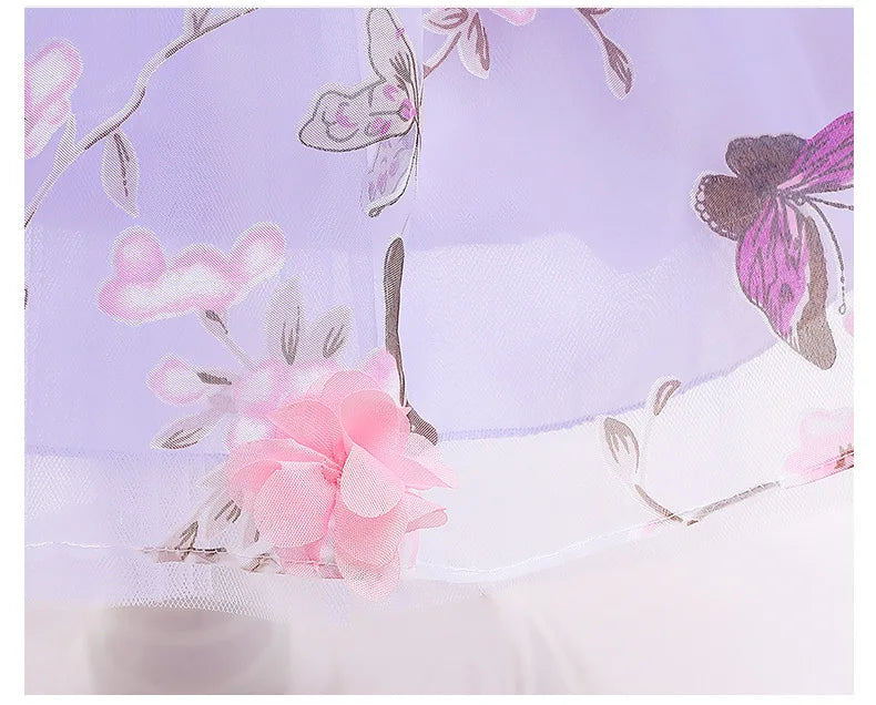 Flower Butterfly Baby Girls Dress 1 2 3 4 5 Years Summer Mesh Embroidery Little Princess Dress Christmas Party Gift Kids Clothes