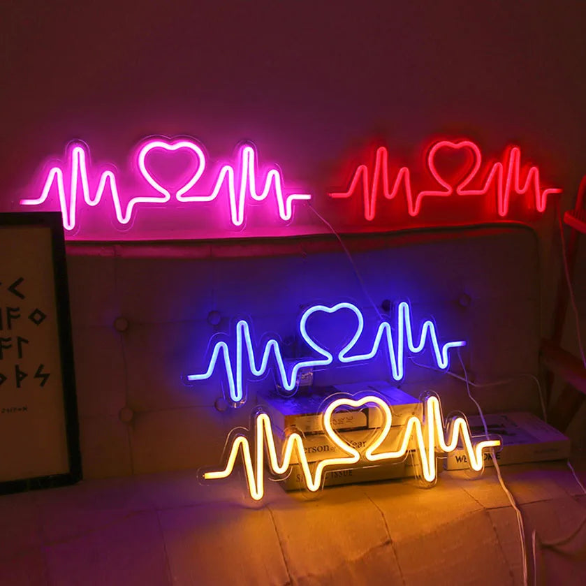 Heartbeat Neon Sign Light LED Love Logo Lamp wedding Lighing Backplane Confession Christmas Decor Background Wall USB Powered
