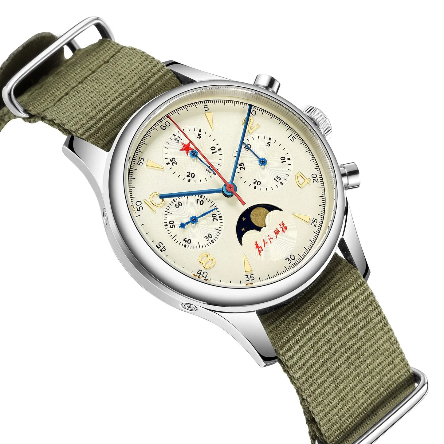 Original 1963 Men's 40mm  ST1908 Moonphase Manual Winding Movement Mechanical Chronograph Sapphire Glass Cream Dial Watch