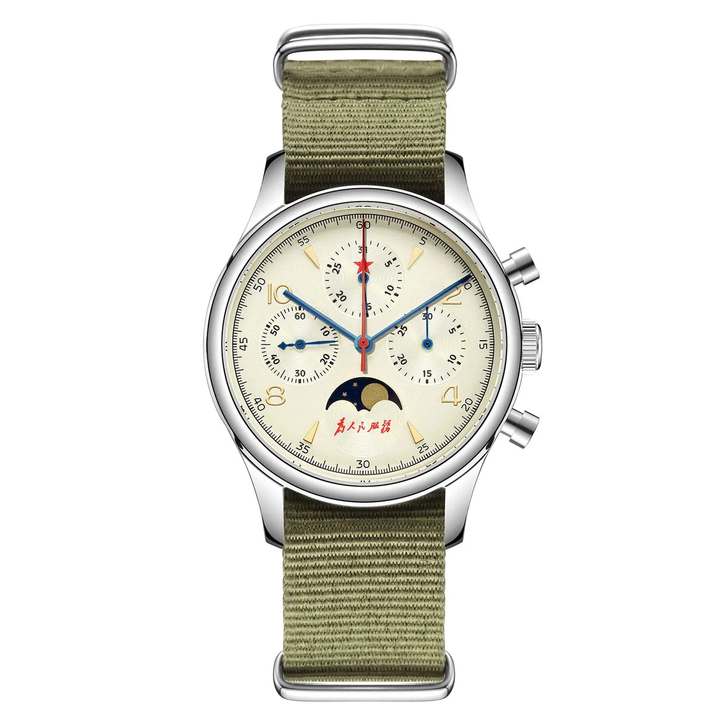 Original 1963 Men's 40mm  ST1908 Moonphase Manual Winding Movement Mechanical Chronograph Sapphire Glass Cream Dial Watch