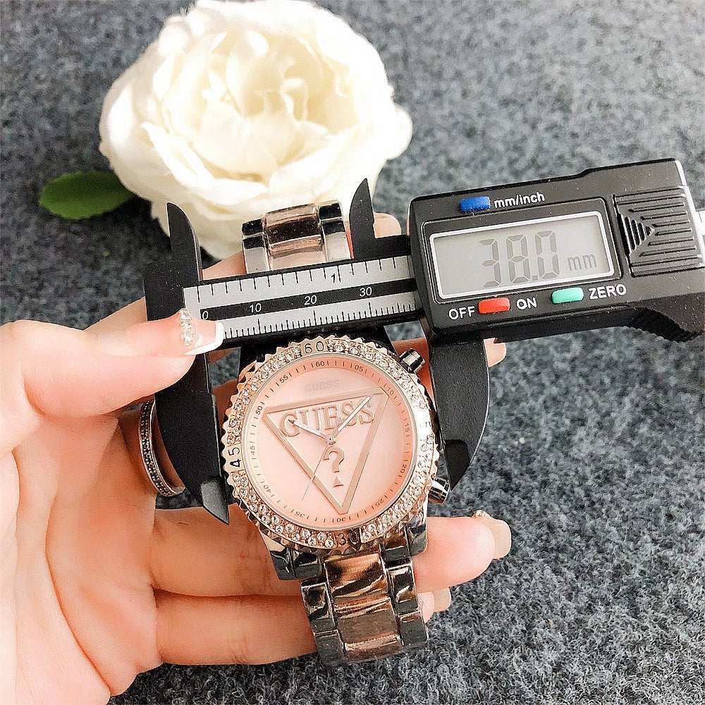Women's Watch Light Luxury Minority Brand MK Student Watch Sport Inverted Triangle Brand Women's Watch Simple Rhinestone