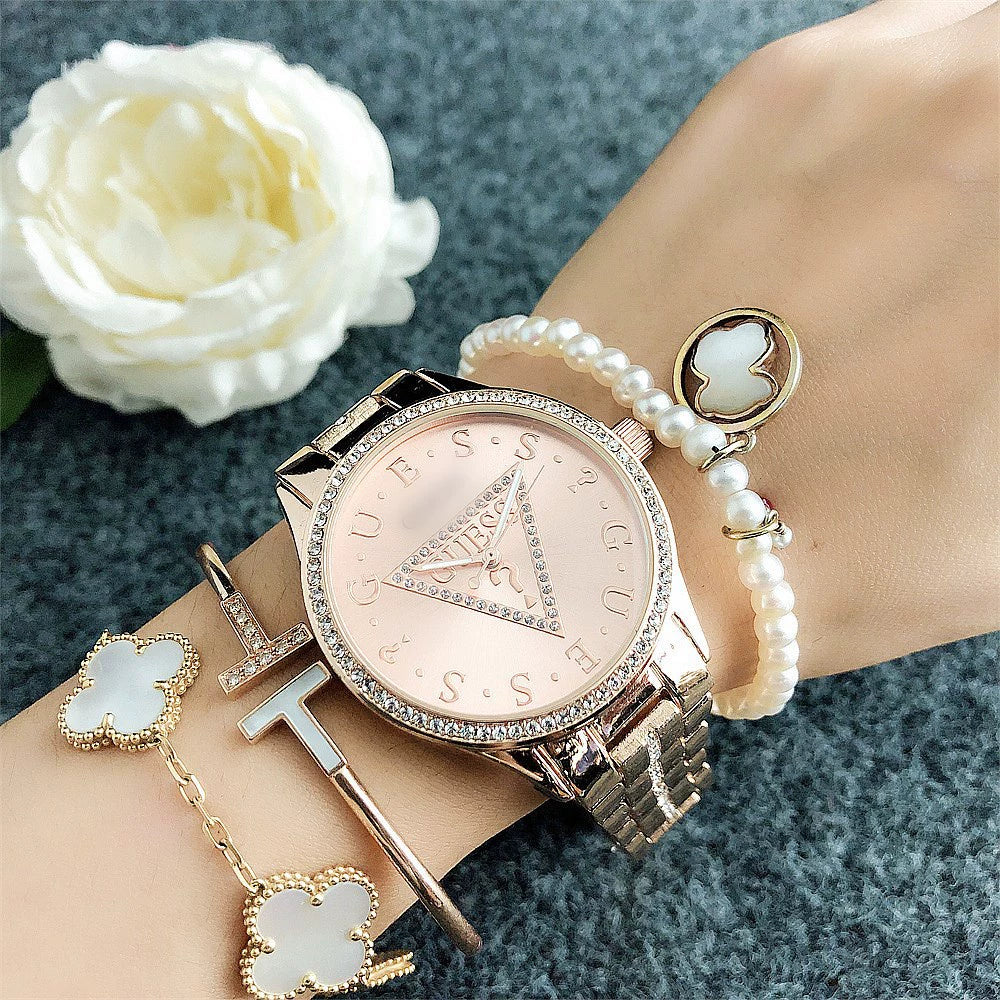 Women's Watch Light Luxury Minority Brand MK Student Watch Sport Inverted Triangle Brand Women's Watch Simple Rhinestone