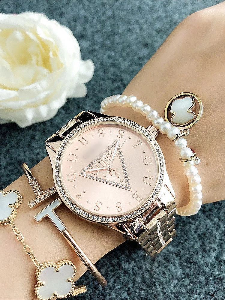 Women's Watch Light Luxury Minority Brand MK Student Watch Sport Inverted Triangle Brand Women's Watch Simple Rhinestone