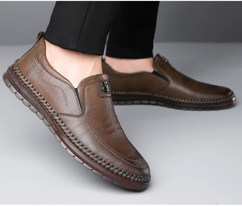 Men's Leather Shoes 2025 New Arrival Business Casual Shoes Genuine Leather Spring and Autumn Men's Shoes Soft Cowhide Gum-Rubber Outsole Middle-Aged Father Shoes