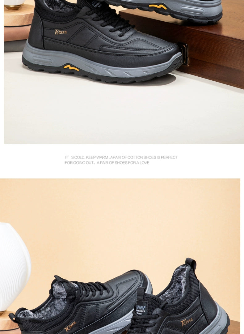 Traditional Beijing Cotton Shoes Men's Winter Fleece-lined Thickened Elderly Non Slip One Pedal Heattech Middle-Aged and Elderly Men Dad Shoes
