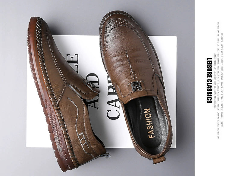 Men's Leather Shoes 2025 New Arrival Business Casual Shoes Genuine Leather Spring and Autumn Men's Shoes Soft Cowhide Gum-Rubber Outsole Middle-Aged Father Shoes