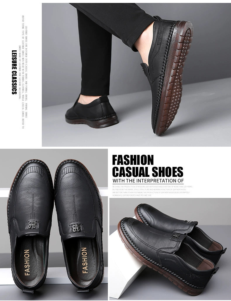 Men's Leather Shoes 2025 New Arrival Business Casual Shoes Genuine Leather Spring and Autumn Men's Shoes Soft Cowhide Gum-Rubber Outsole Middle-Aged Father Shoes