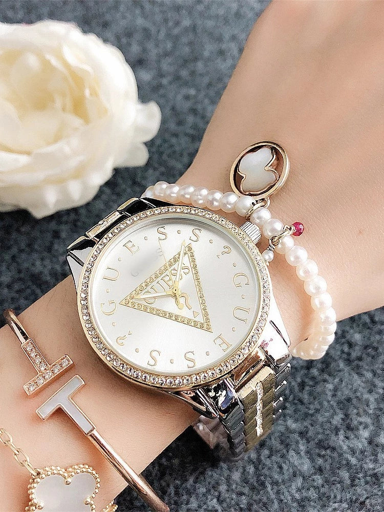 Women's Watch Light Luxury Minority Brand MK Student Watch Sport Inverted Triangle Brand Women's Watch Simple Rhinestone