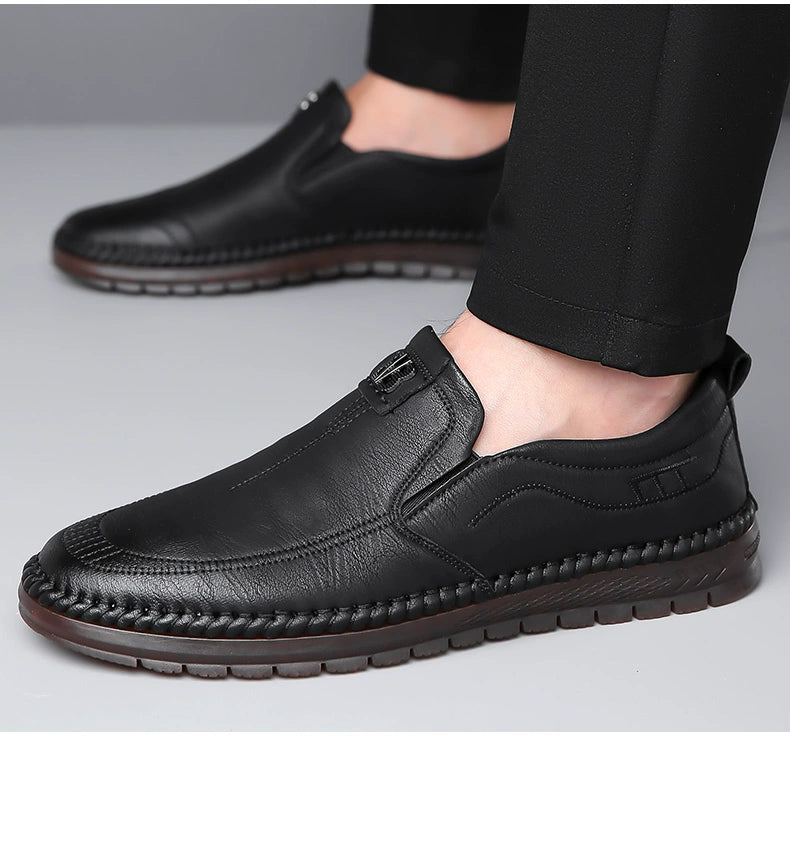 Men's Leather Shoes 2025 New Arrival Business Casual Shoes Genuine Leather Spring and Autumn Men's Shoes Soft Cowhide Gum-Rubber Outsole Middle-Aged Father Shoes