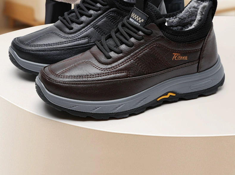 Traditional Beijing Cotton Shoes Men's Winter Fleece-lined Thickened Elderly Non Slip One Pedal Heattech Middle-Aged and Elderly Men Dad Shoes