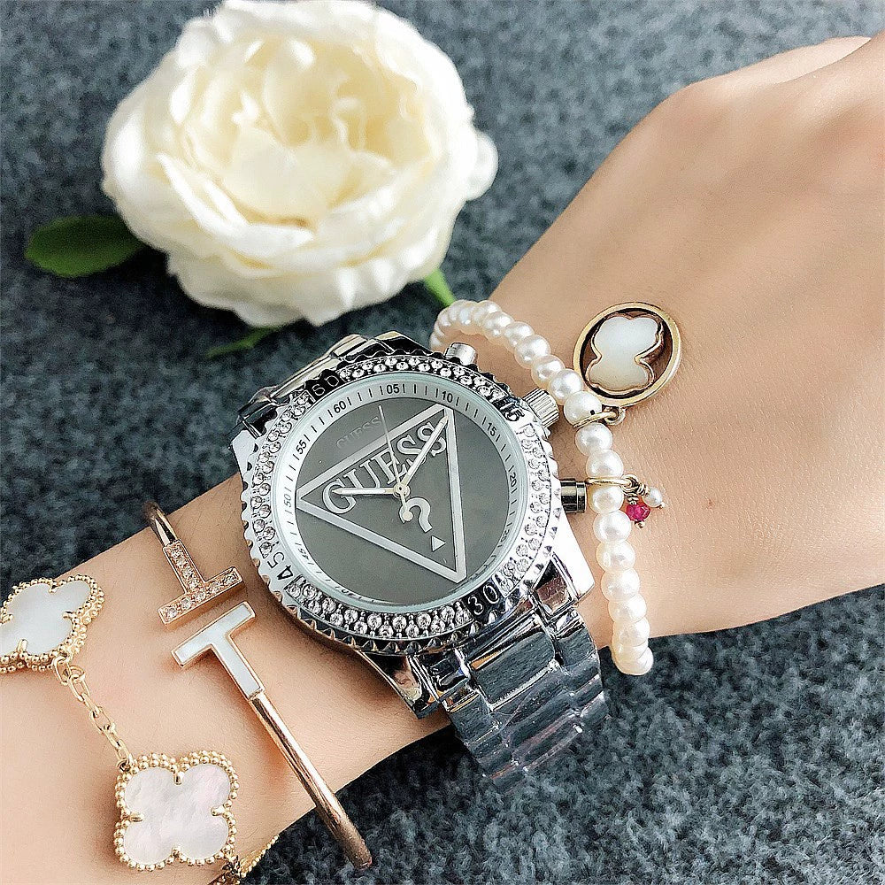 Women's Watch Light Luxury Minority Brand MK Student Watch Sport Inverted Triangle Brand Women's Watch Simple Rhinestone
