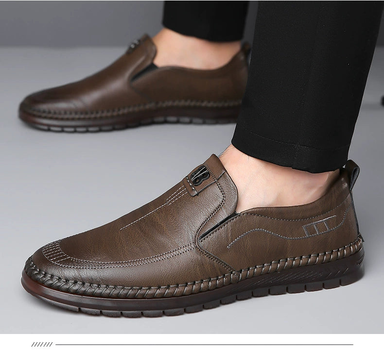 Men's Leather Shoes 2025 New Arrival Business Casual Shoes Genuine Leather Spring and Autumn Men's Shoes Soft Cowhide Gum-Rubber Outsole Middle-Aged Father Shoes