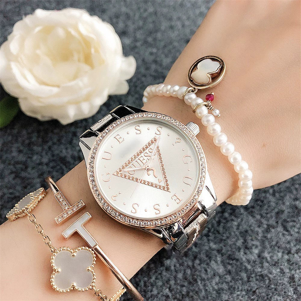 Women's Watch Light Luxury Minority Brand MK Student Watch Sport Inverted Triangle Brand Women's Watch Simple Rhinestone