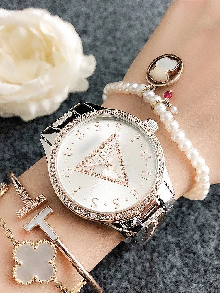 Women's Watch Light Luxury Minority Brand MK Student Watch Sport Inverted Triangle Brand Women's Watch Simple Rhinestone