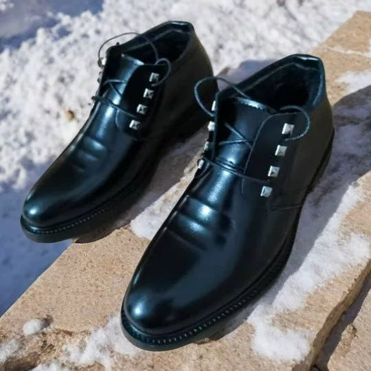 British Casual Korean Style plus Velvet Lace up Leather Booties