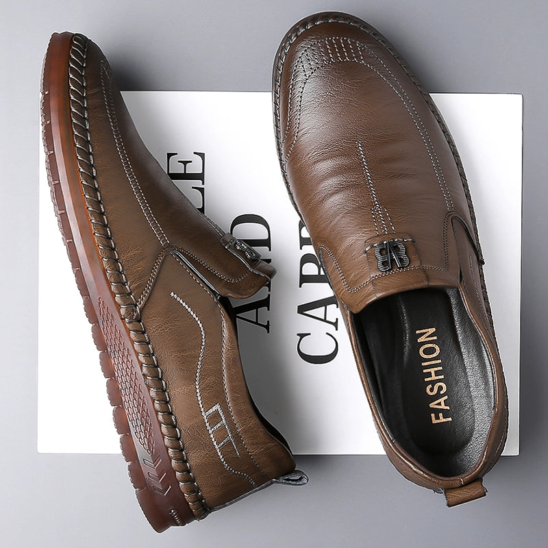 Men's Leather Shoes 2025 New Arrival Business Casual Shoes Genuine Leather Spring and Autumn Men's Shoes Soft Cowhide Gum-Rubber Outsole Middle-Aged Father Shoes