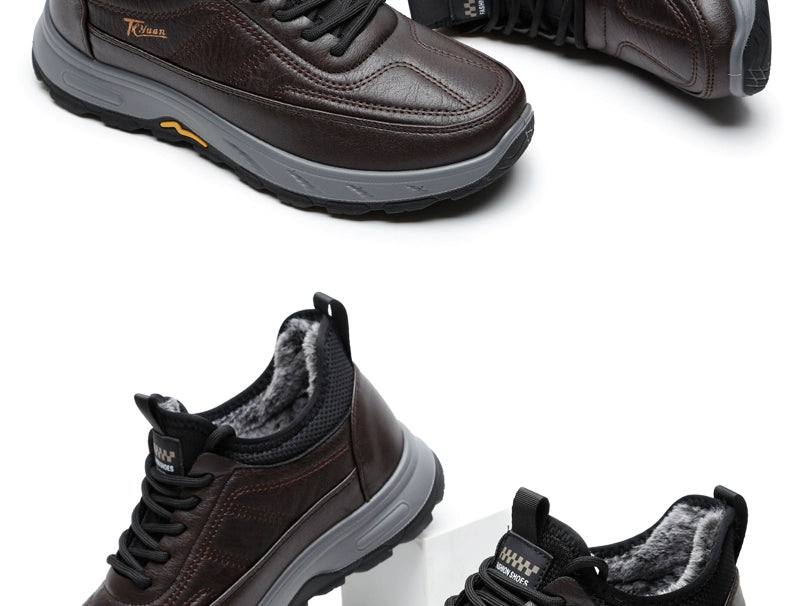 Traditional Beijing Cotton Shoes Men's Winter Fleece-lined Thickened Elderly Non Slip One Pedal Heattech Middle-Aged and Elderly Men Dad Shoes