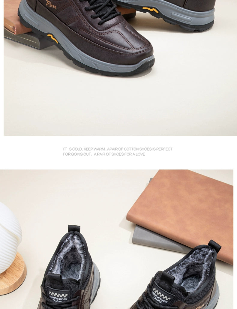 Traditional Beijing Cotton Shoes Men's Winter Fleece-lined Thickened Elderly Non Slip One Pedal Heattech Middle-Aged and Elderly Men Dad Shoes