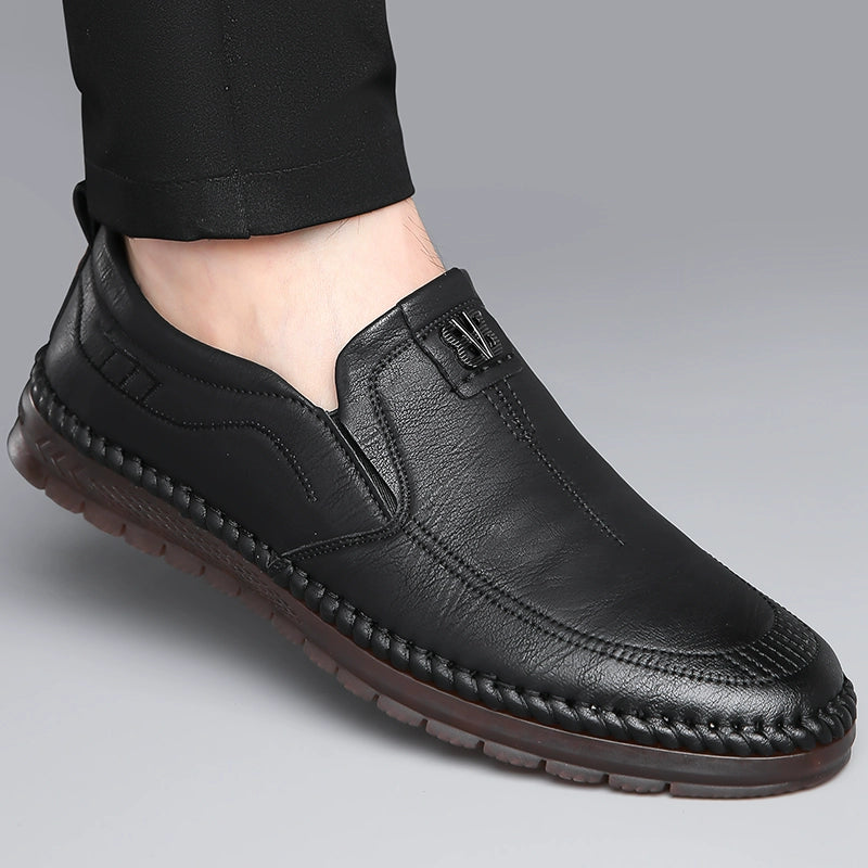 Men's Leather Shoes 2025 New Arrival Business Casual Shoes Genuine Leather Spring and Autumn Men's Shoes Soft Cowhide Gum-Rubber Outsole Middle-Aged Father Shoes