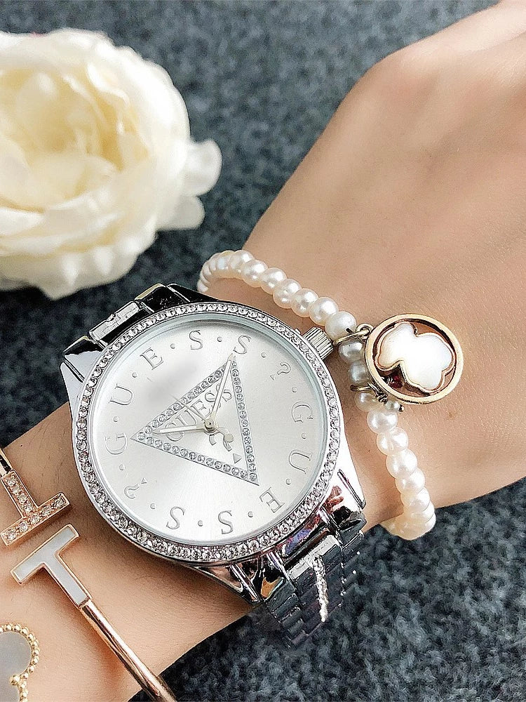 Women's Watch Light Luxury Minority Brand MK Student Watch Sport Inverted Triangle Brand Women's Watch Simple Rhinestone