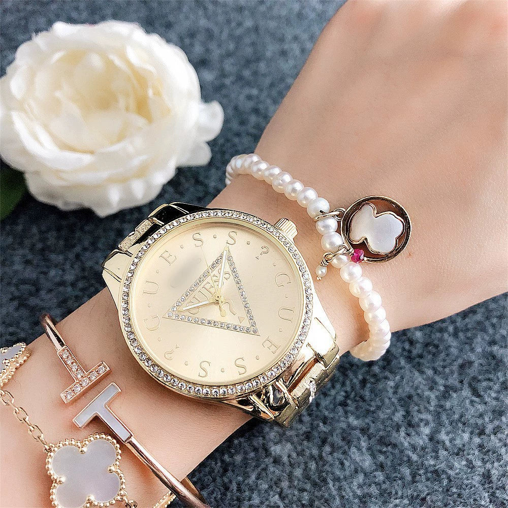 Women's Watch Light Luxury Minority Brand MK Student Watch Sport Inverted Triangle Brand Women's Watch Simple Rhinestone