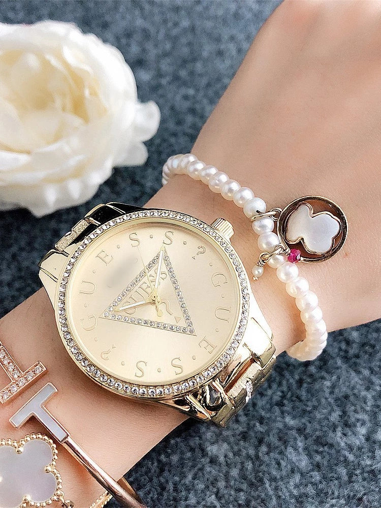 Women's Watch Light Luxury Minority Brand MK Student Watch Sport Inverted Triangle Brand Women's Watch Simple Rhinestone