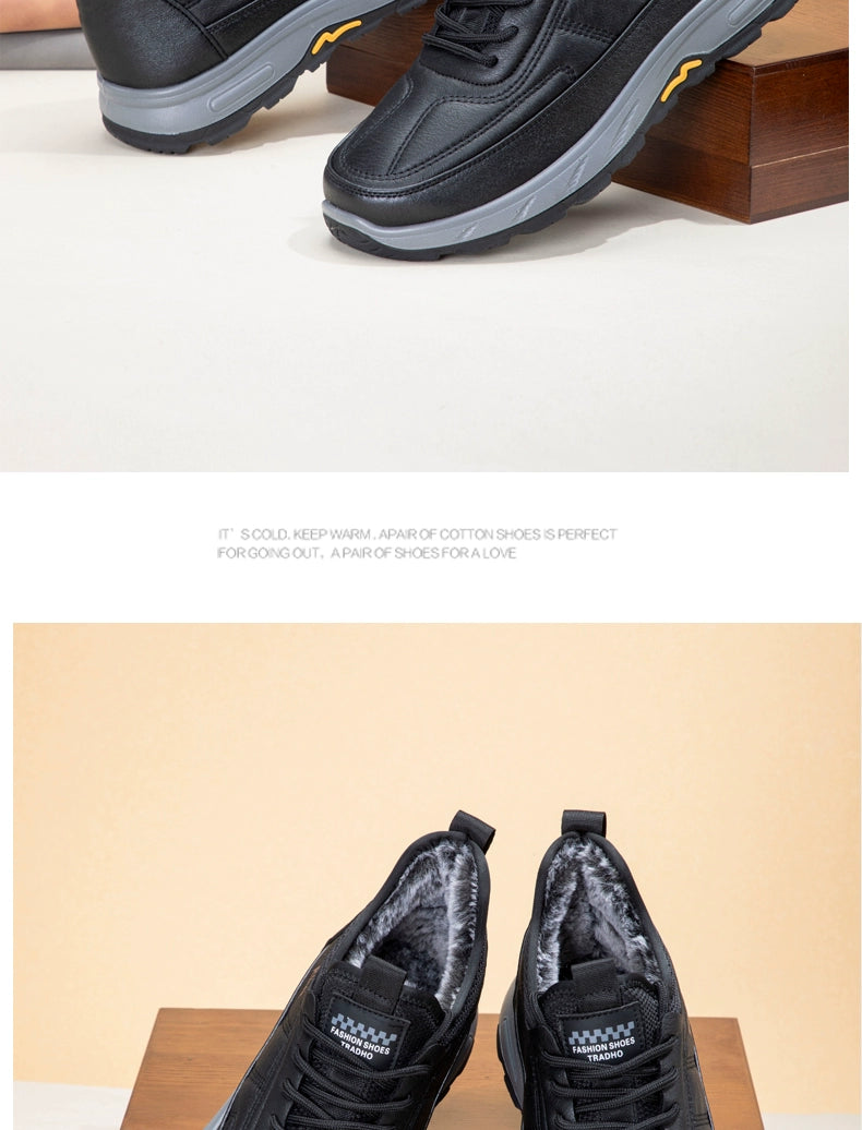 Traditional Beijing Cotton Shoes Men's Winter Fleece-lined Thickened Elderly Non Slip One Pedal Heattech Middle-Aged and Elderly Men Dad Shoes