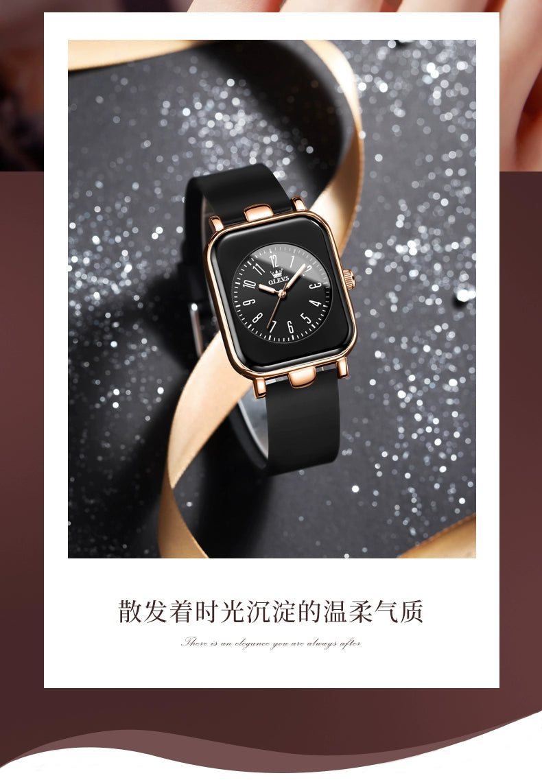 Switzerland 2025 New Arrival Digital Watch Women's Waterproof Luminous Genuine Goods Brand Name Niche Style Light Luxury Temperament Small Square Watch