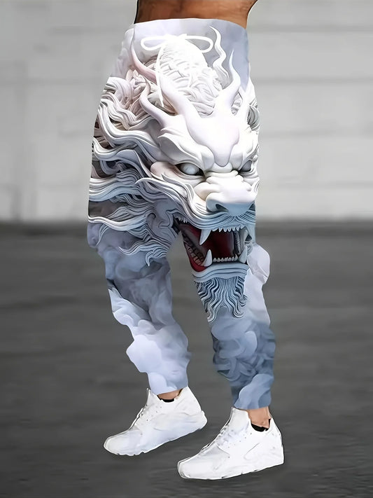 2025 Mythic Animal Graphic Men's Side Pockets Elastic Drawstring Sweatpants Joggers Pants Casual Trousers Street Fall Winter