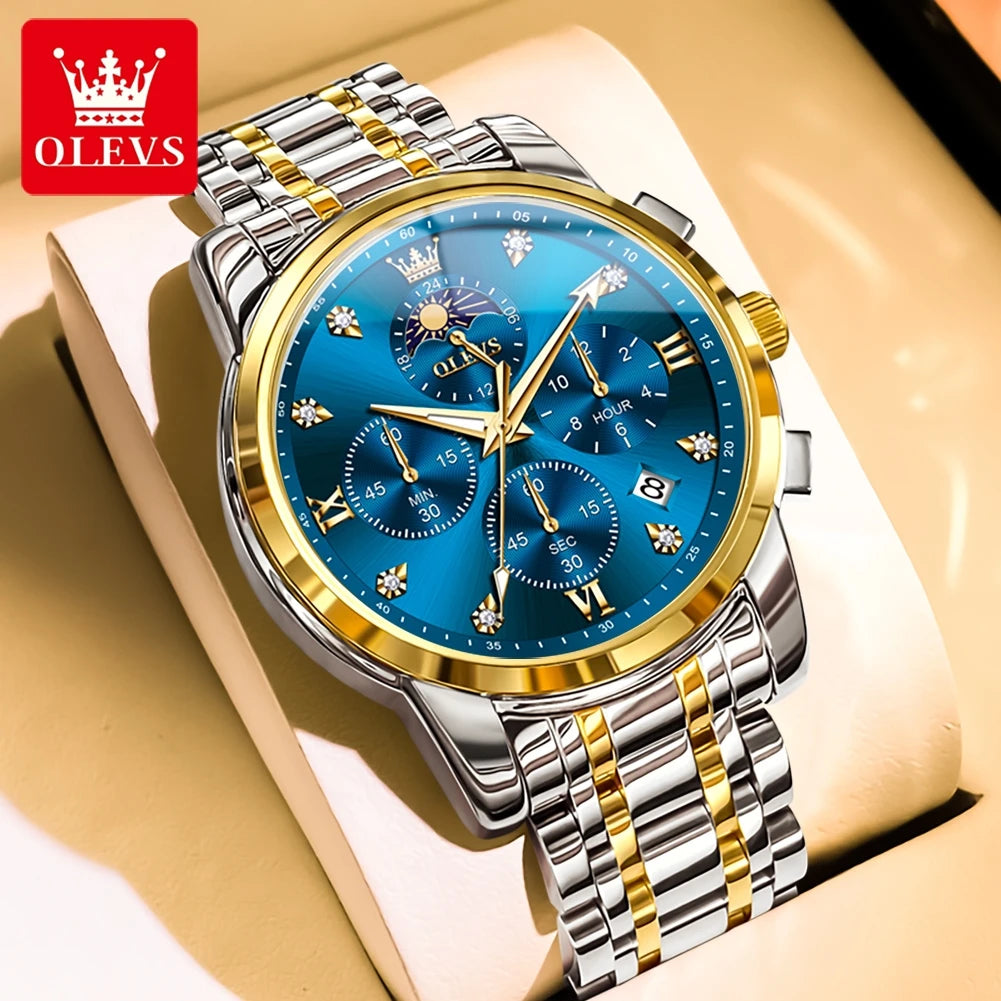 OLEVS 3655 Original New Quartz Watch for Men Chronograph Waterproof Business Man Watch Wristwatch Stainless Steel Luxury Watch