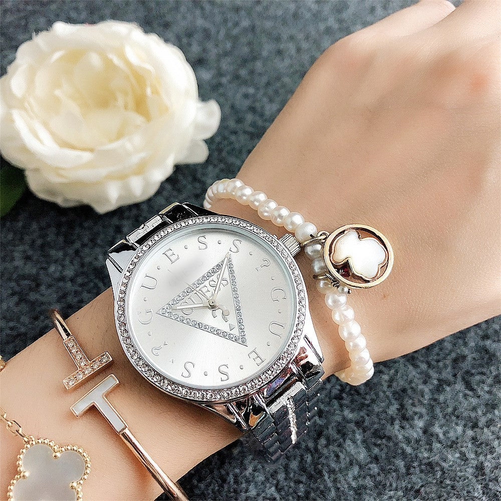 Women's Watch Light Luxury Minority Brand MK Student Watch Sport Inverted Triangle Brand Women's Watch Simple Rhinestone