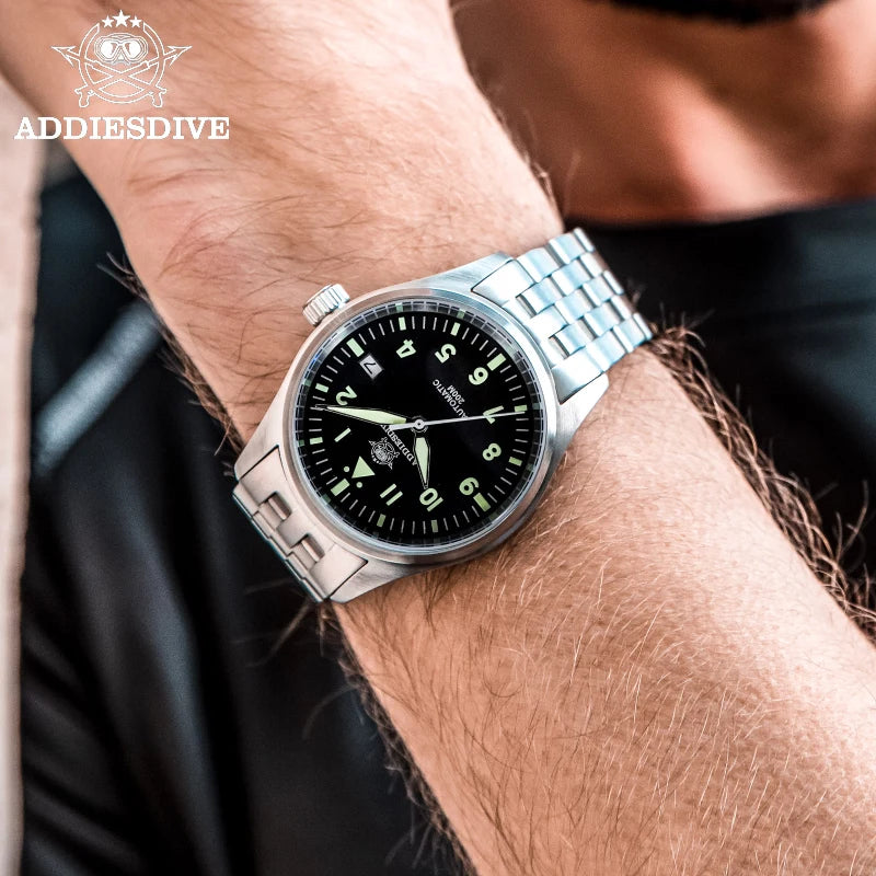 ADDIESDIVE Watches For Men Luxury Business Leisure Automatic Mechanical Men's Watch Fluorescent Waterproof 8215 316L Stainless