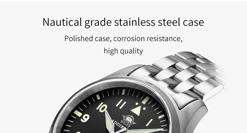 ADDIESDIVE Watches For Men Luxury Business Leisure Automatic Mechanical Men's Watch Fluorescent Waterproof 8215 316L Stainless