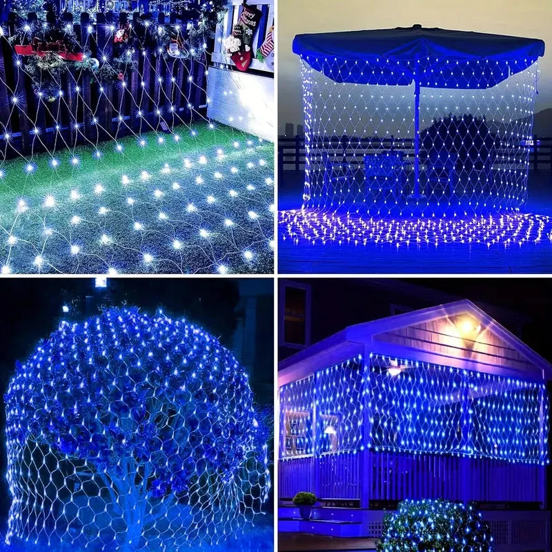 100/200LED Solar Powered LED Fairy Net Light Waterproof Fishing Mesh Lamp With 8 Lighting Modes for Outdoor Lawn Christmas Light