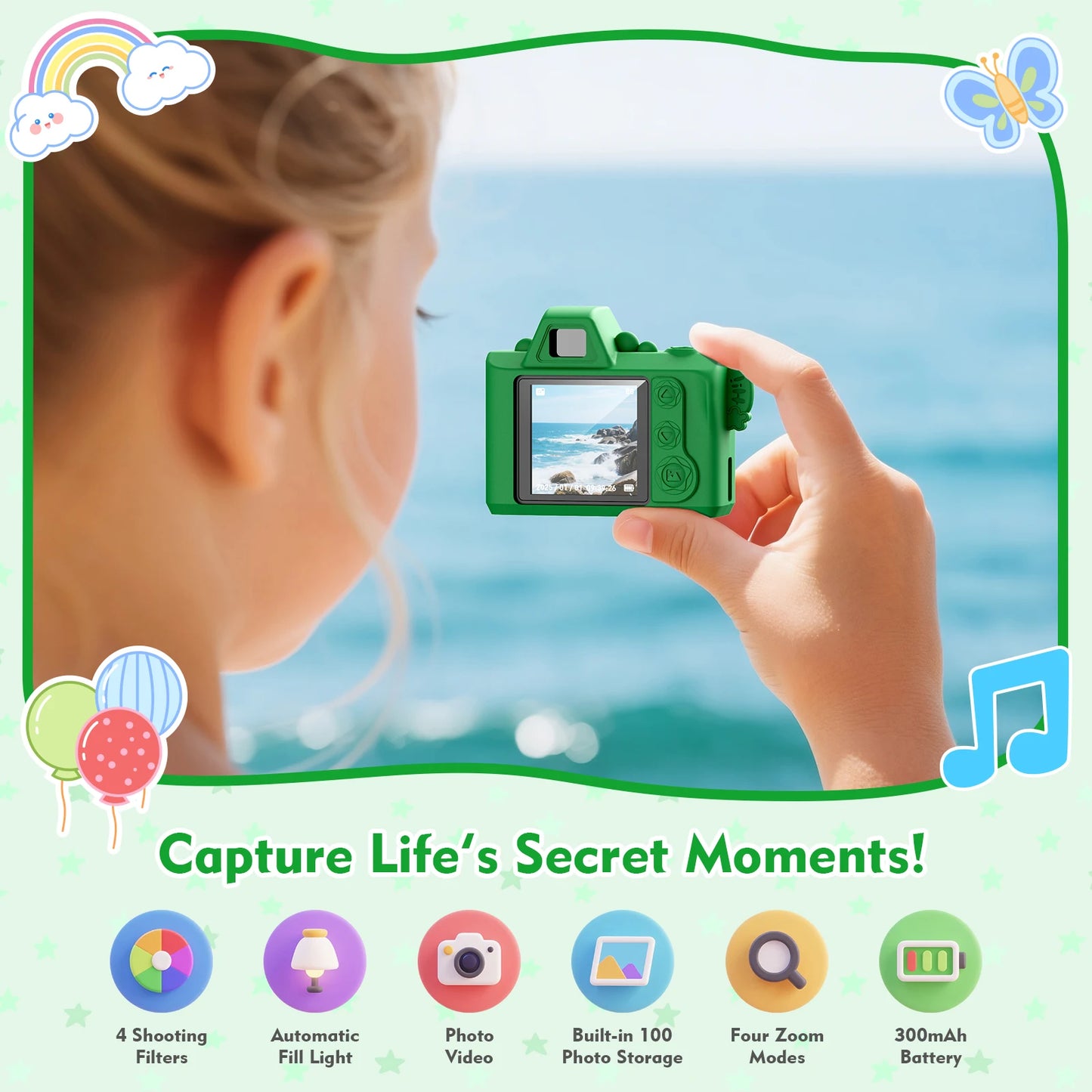 Mini Keychain Camera Fun 4K Pocket Digital Tiny Camera with 64GB Card for Kids Adults Collectible Gift for Birthdays Christmas
