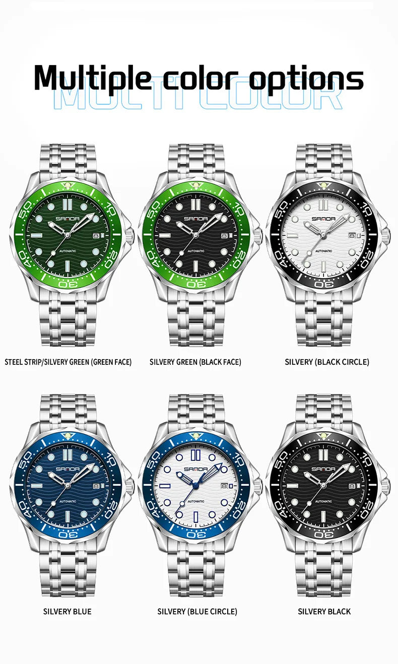 SANDA 2025 New Advanced Mechanical Watch Men's Waterproof Calendar Night Light Rotating Timing Circle Business Sports Watch