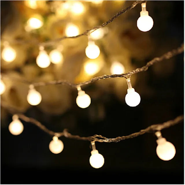 3M 6M 10M 12M Fairy Garland LED Ball String Lights Waterproof for Christmas Tree Wedding Home Indoor Decoration Battery Powered